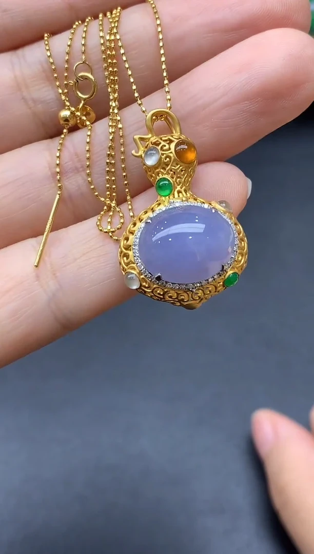 颈饰18K金镶嵌翡翠用****雨647-中国好珍宝