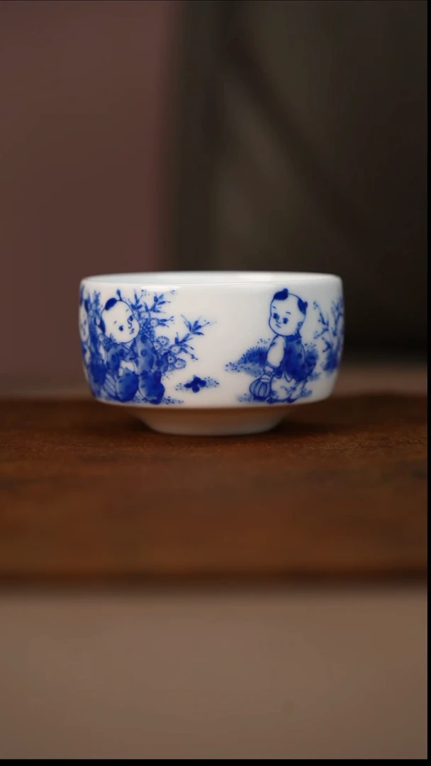 九段妙手婴戏图禅定杯