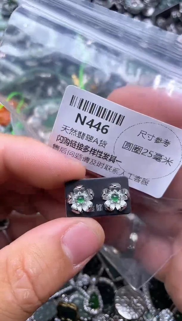 【闪购商品】翡翠颈饰未镶嵌N446耳钉