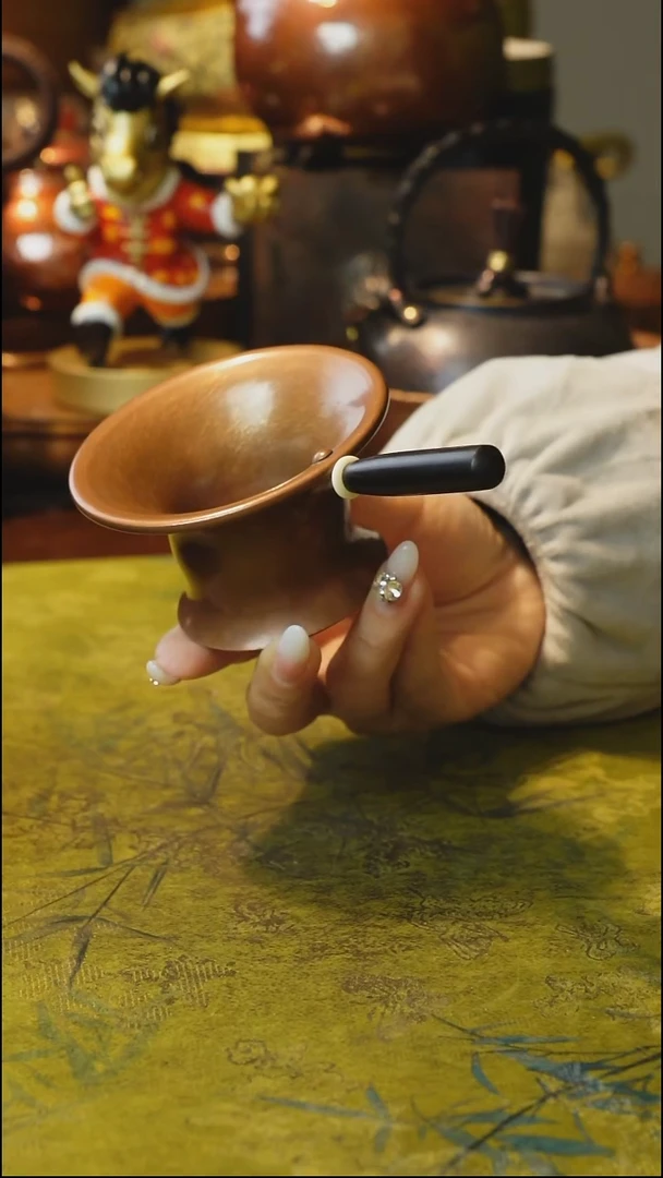 纯紫铜烤色木柄漏加托