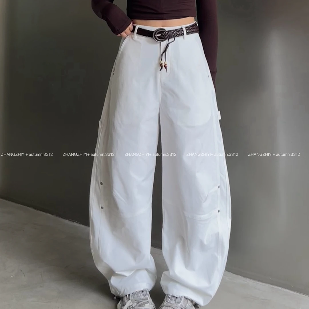 【绽放新秋】秋款百搭高腰窄版弯刀裤女显瘦时尚拼接常规款3312-6