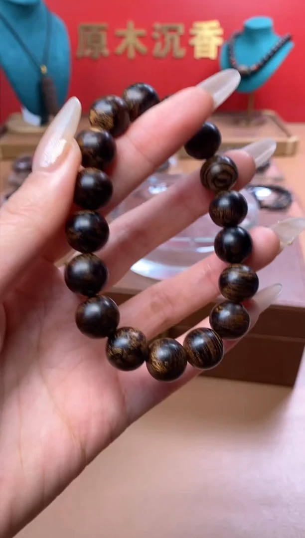 【闪购商品】沉香手串Y沉水越南芽庄白棋楠瘿子留疤12单圈