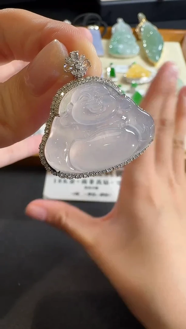 【闪购商品】翡翠吊坠(不含链)18K金镶嵌【源头工厂】钻石镶嵌