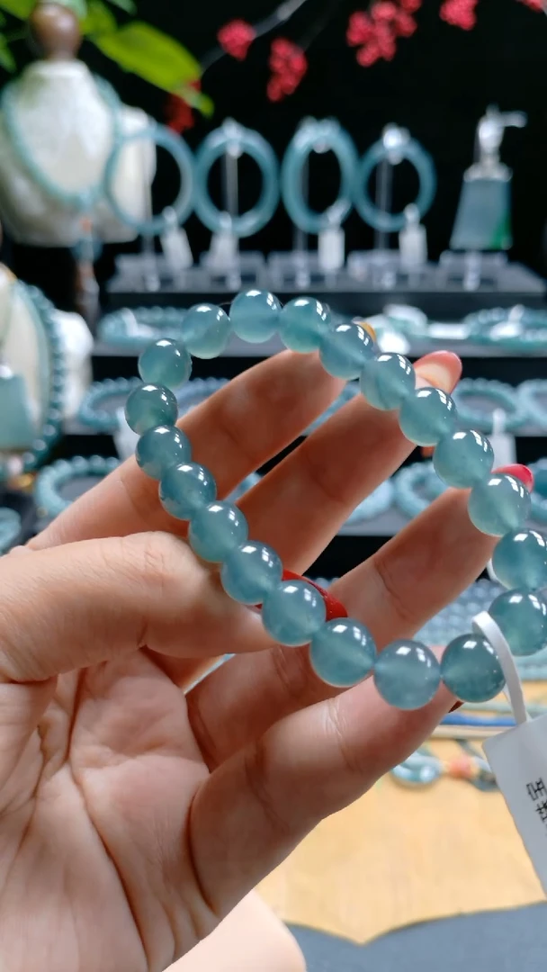 未镶嵌手串翡翠10mm冰种星空蓝手串