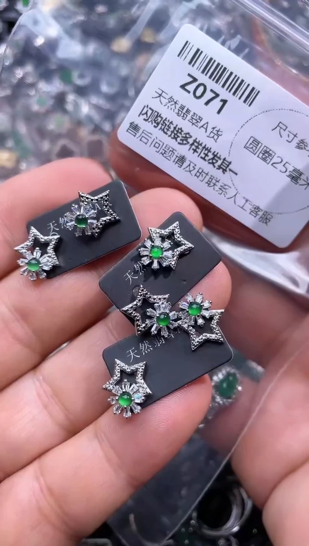 【闪购商品】翡翠颈饰未镶嵌Z071耳钉 多样性发其一
