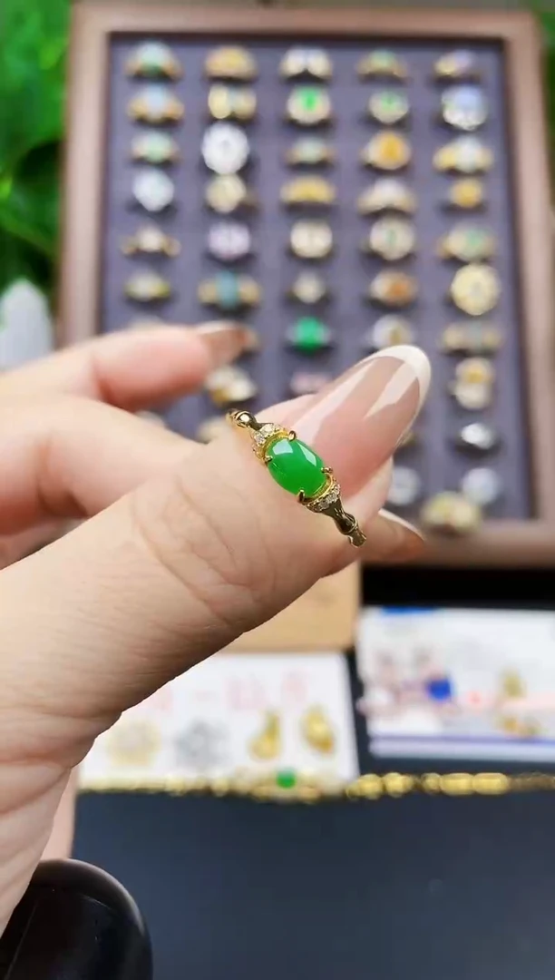 银S925镶嵌戒指翡翠12