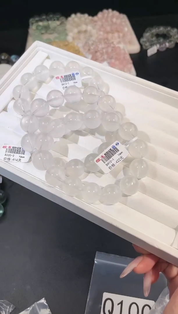 水晶手链未镶嵌多样性发一Q100奶白16mm
