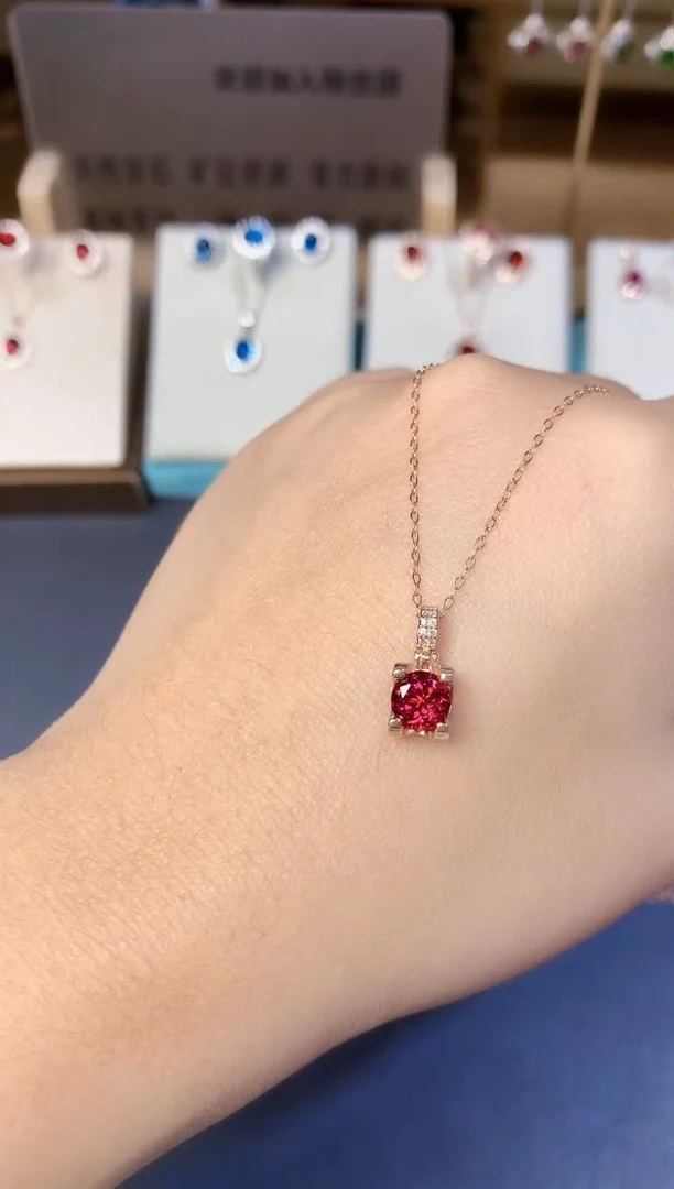 银S925镶嵌吊坠石榴石天然镁铝