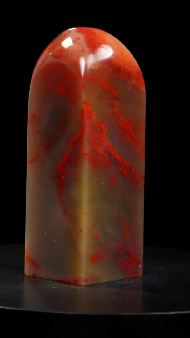 昌化石精品牛角红花冻