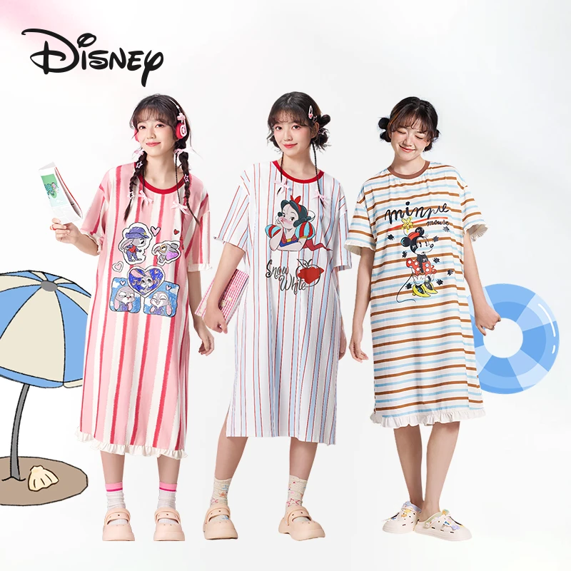 Disney/迪士尼女士可爱卡通印花睡裙时尚家居服夏季短袖家居服
