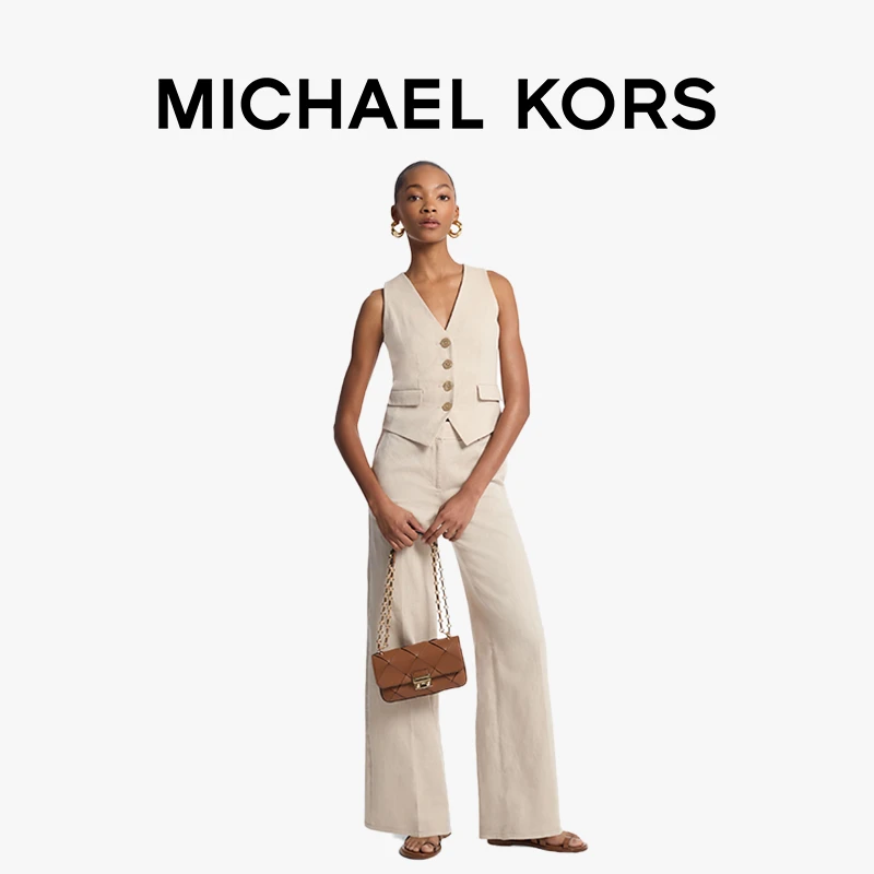 【杨紫同款】MICHAEL KORS MK 女士垂坠感亚麻混纺西装阔腿裤