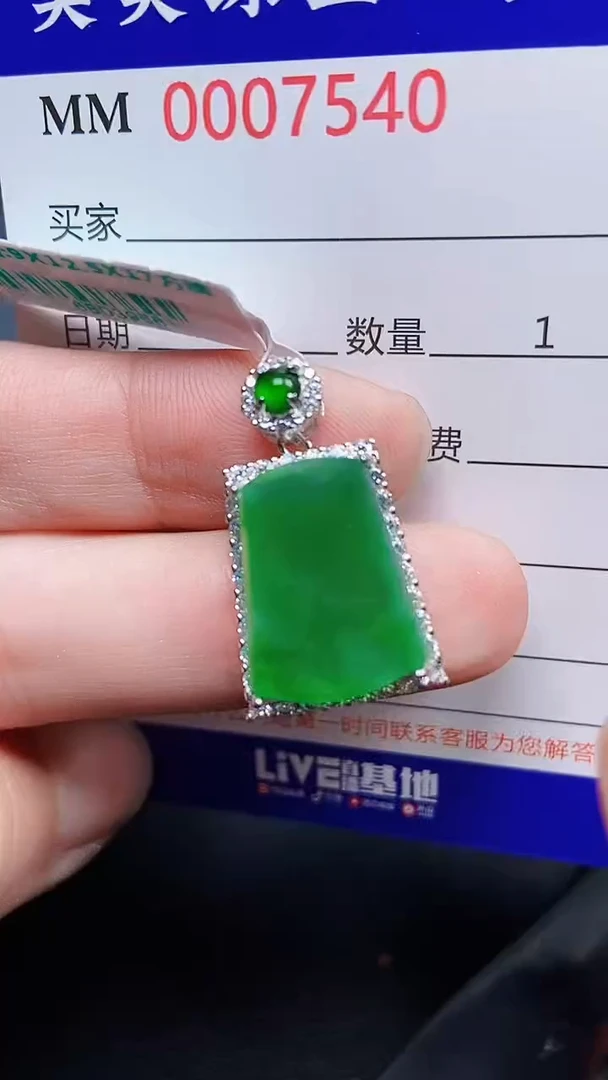 颈饰银S925镶嵌翡翠7540