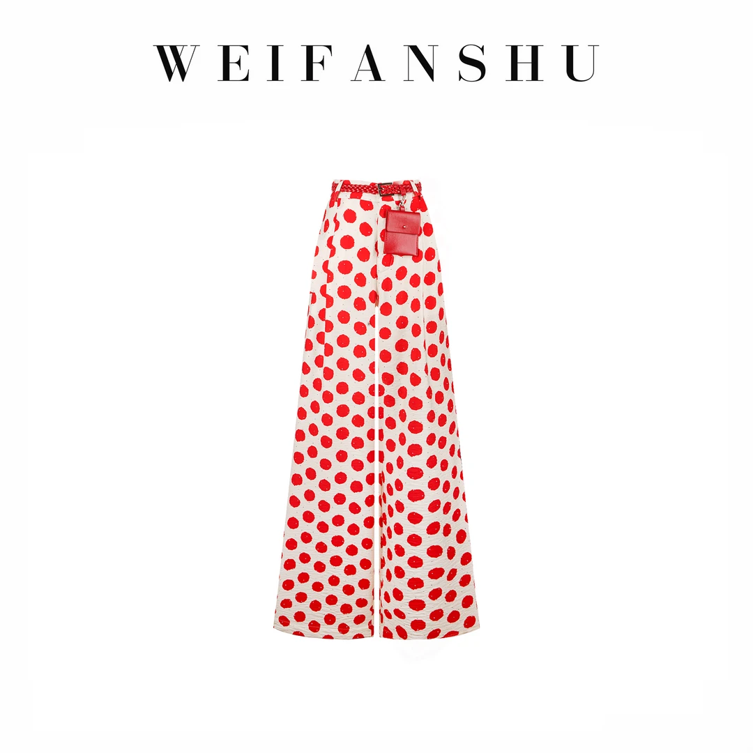 WEIFANSHU/魏凡舒【心动电波】夏季新款设计感波点阔腿显瘦时装裤
