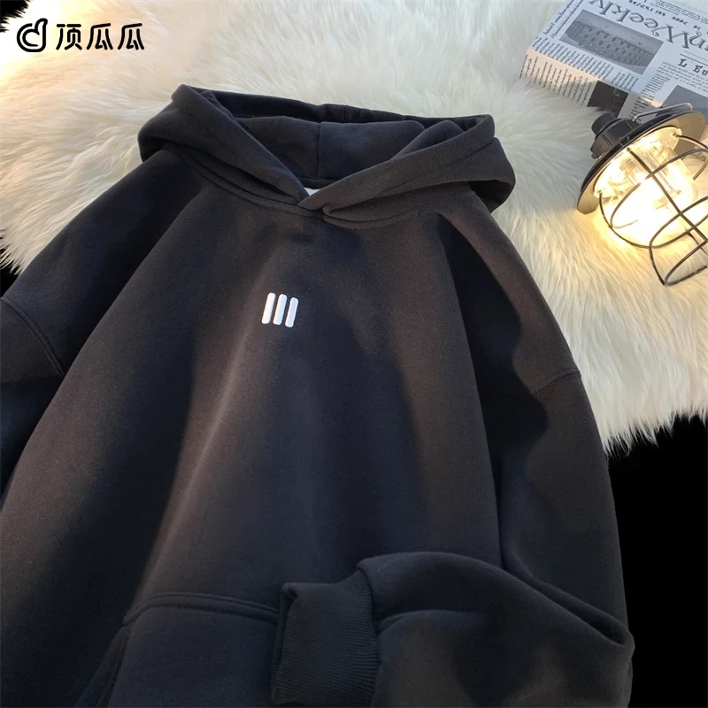 顶瓜瓜加大码300斤美式高街休闲刺绣连帽卫衣秋冬宽松百搭长袖衫