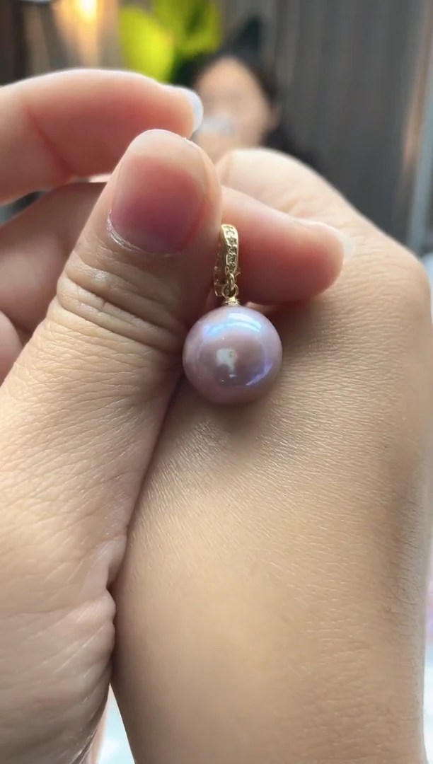 未镶嵌吊坠淡水珍珠13-14mm紫珠吊坠