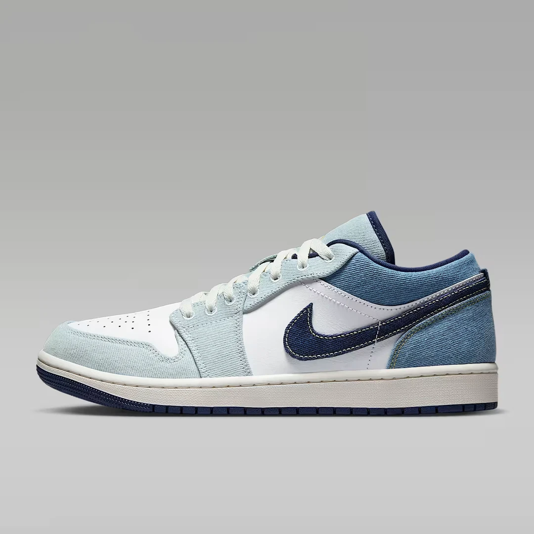 NIKE/耐克男子夏季新款AJ1牛仔蓝复古低帮潮流休闲板鞋IH0648141
