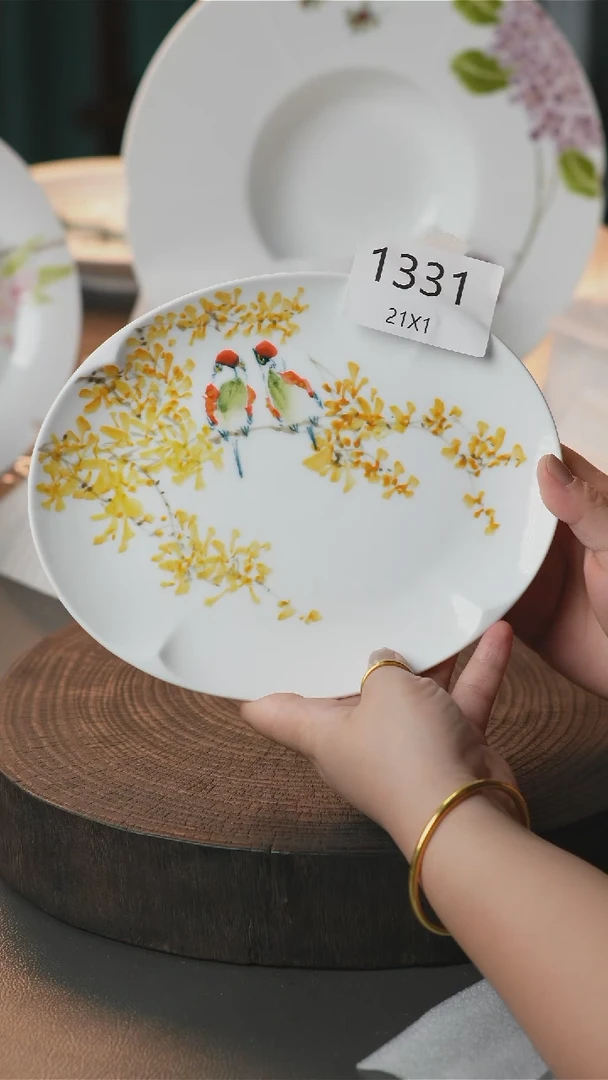 盘手绘釉下彩陶瓷餐具1331