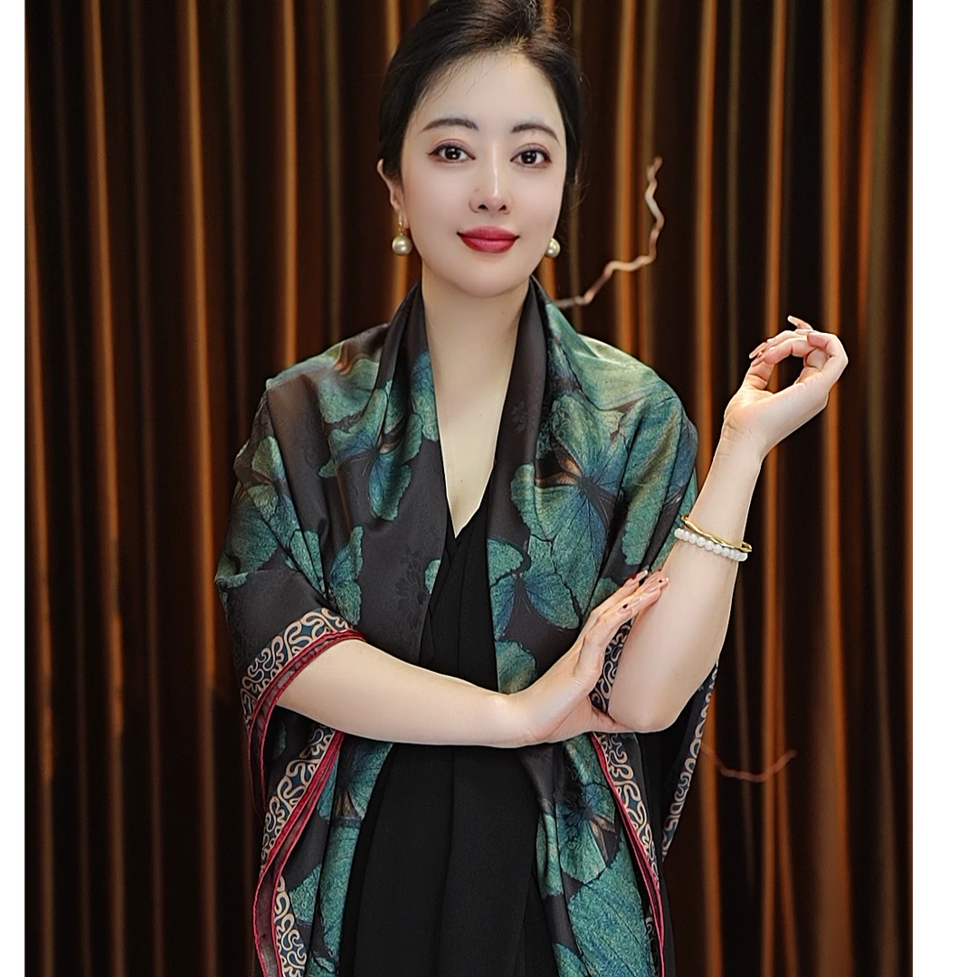 【蓝蝶】140*140花罗大方巾围巾女士丝巾百搭春秋款中国风优雅