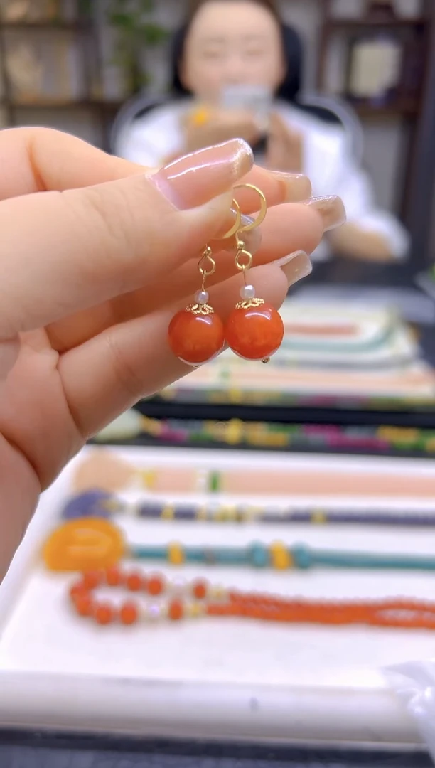 翡翠14K金镶嵌耳饰DIY款E827