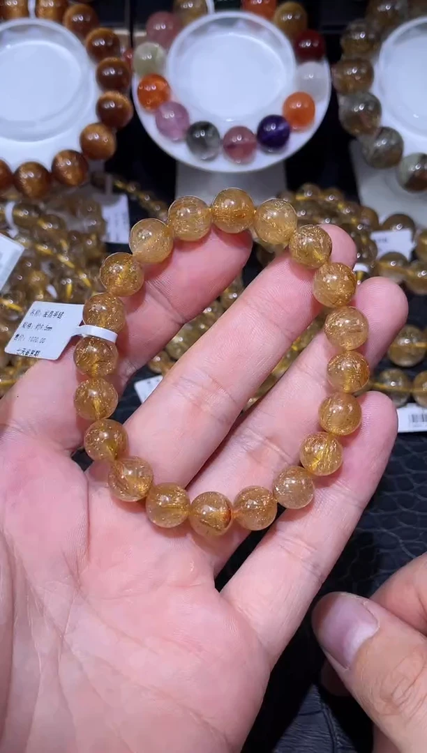 未镶嵌手链水晶平***?发晶单圈手链