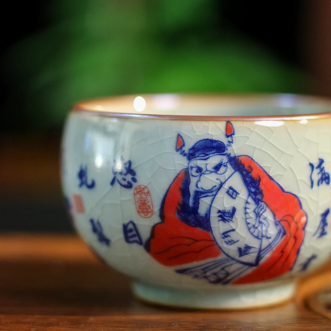 正宗景德镇青花瓷主人杯单杯冰裂纹日进斗金高档个人专用家用送礼