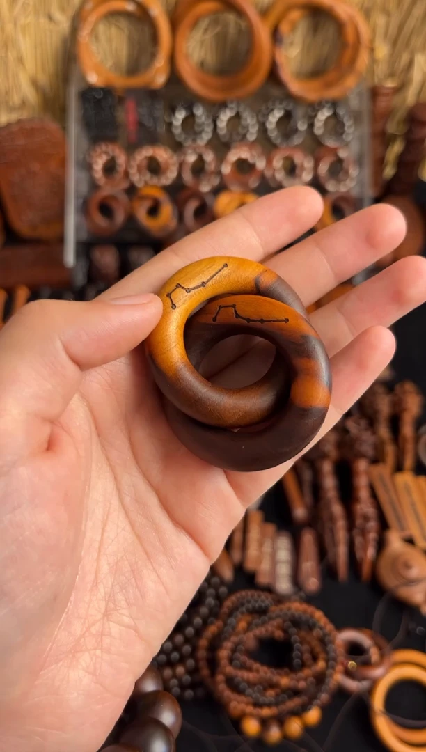 木雷击桃木 刻六七星 乾坤圈