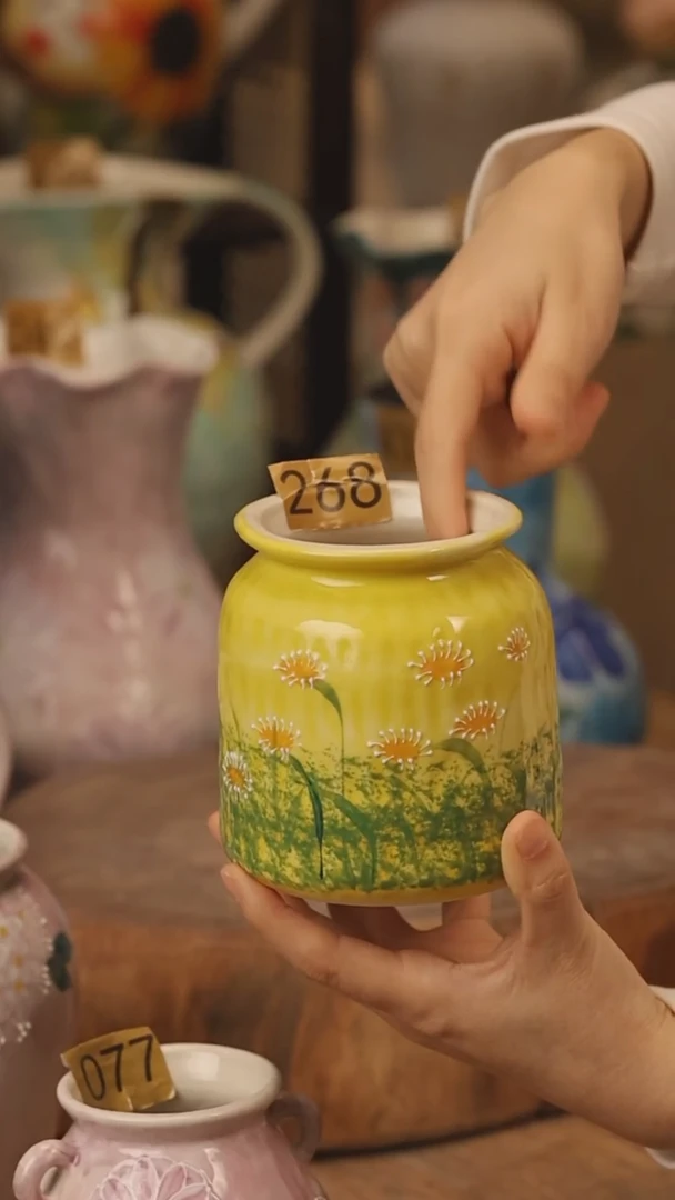 陶瓷景德镇设计师手作花器摆件侘寂风@M268@