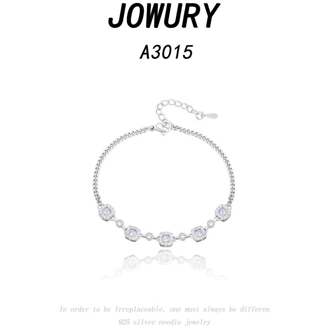 Jowury 925银合成锆石手链 A3015乔薇瑞【紫色方糖手链】轻奢 时尚