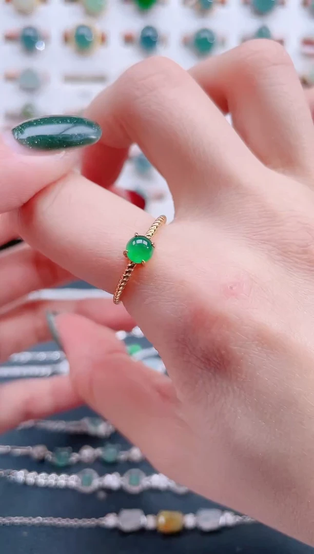 银S925镶嵌戒指翡翠天然翡翠