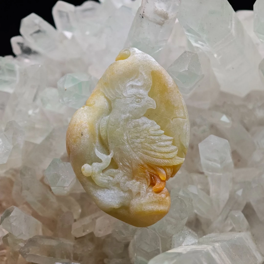 瑞兽翡翠天然黄翡英明神武吊坠半成品大特价
