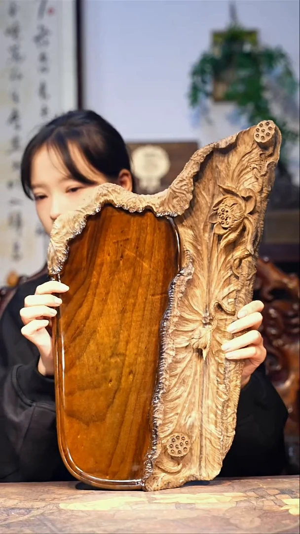 金丝楠【50】 精品重工雕刻一木整雕 纯干金丝楠茶盘