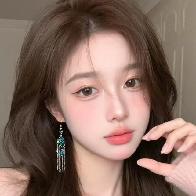 合金亚克力耳饰 合金晶晶链条花型耳饰耳坠 A235