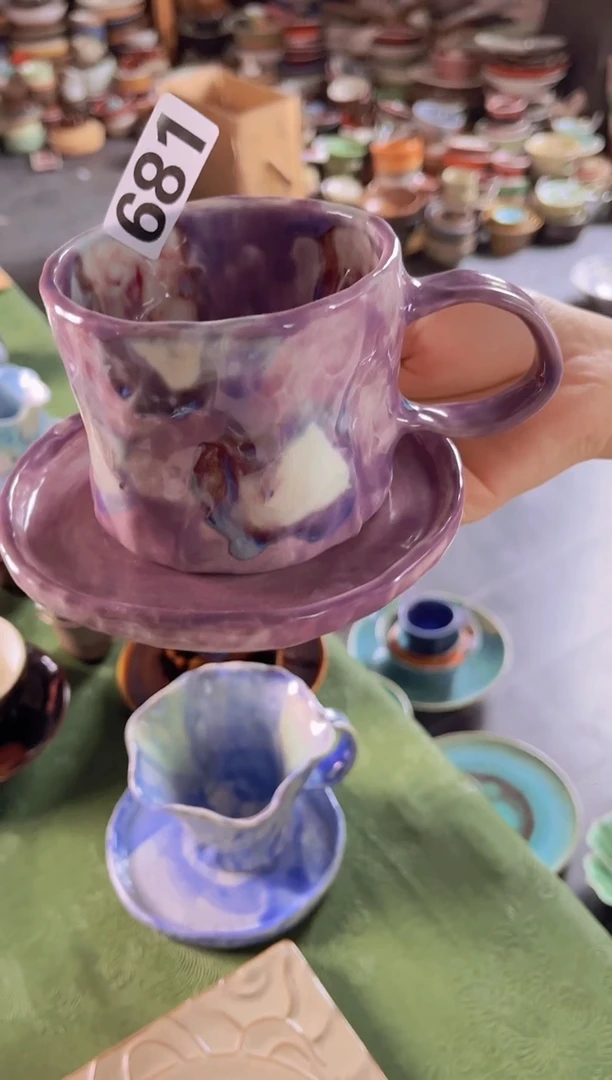 碗681紫色咖啡杯一套