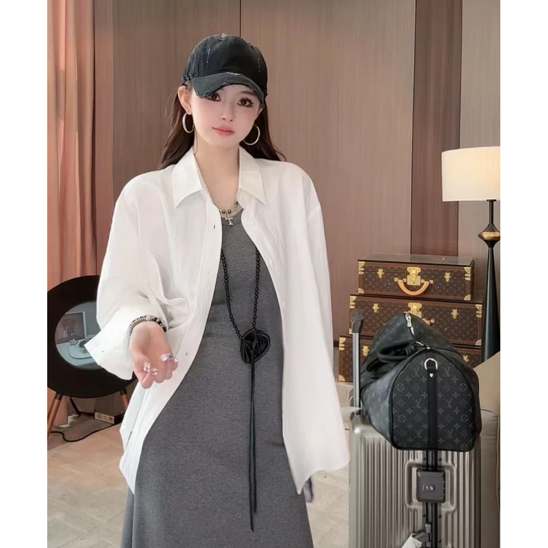 冰冰「奶油泡芙」夏季气质百搭轻奢减龄设计感人丝衬衫JJC5CS1372