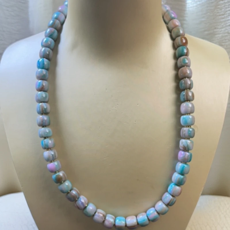 Y1212共生色姑娘粉紫糖果色项链10m