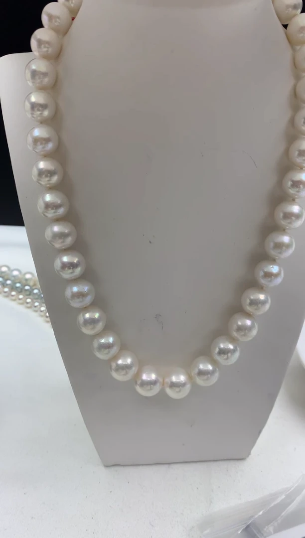 未镶嵌ff淡水珍珠大白珠耳饰10~13mm