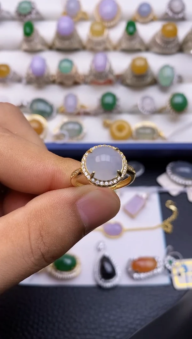 翡翠戒指银S925镶嵌/0033