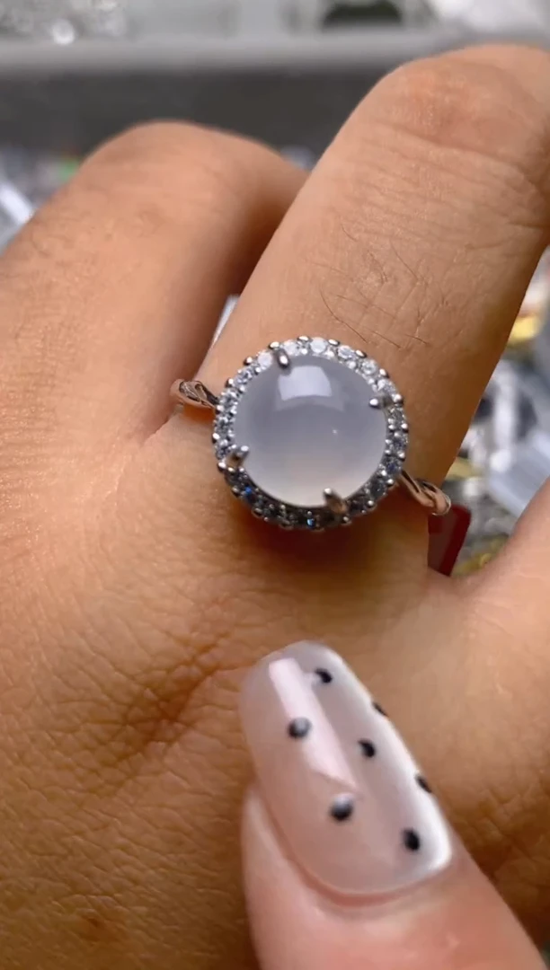 银S925镶嵌戒指翡翠百内无证书