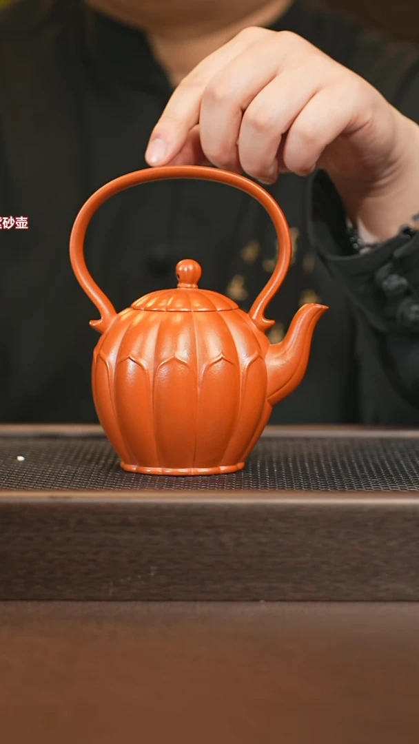 茶壶紫砂gag 0520031735 筋纹小提梁+紫砂壶