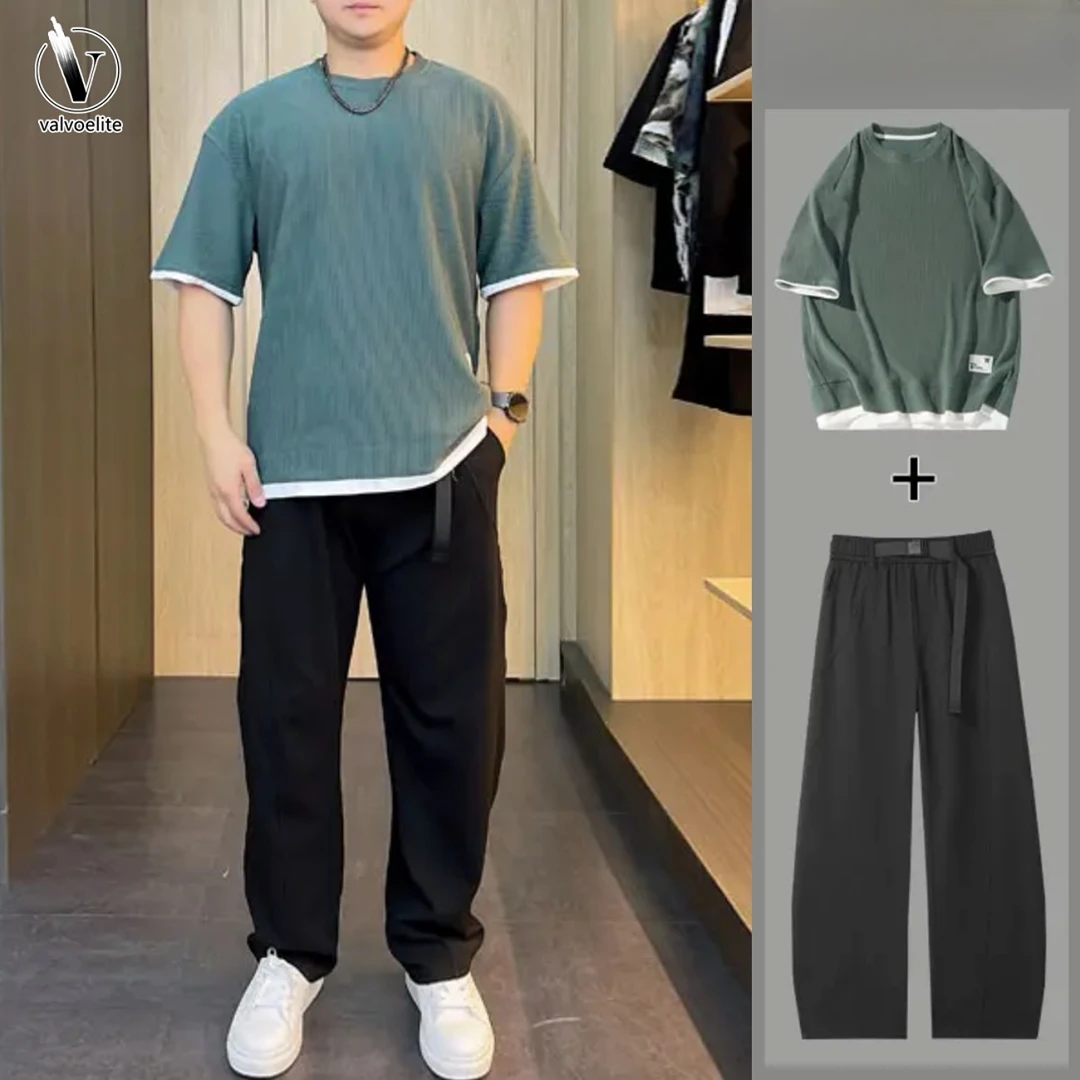 VALVOELITE夏季男士短袖恤宽松休极简穿搭男士户外凉感宽松T恤