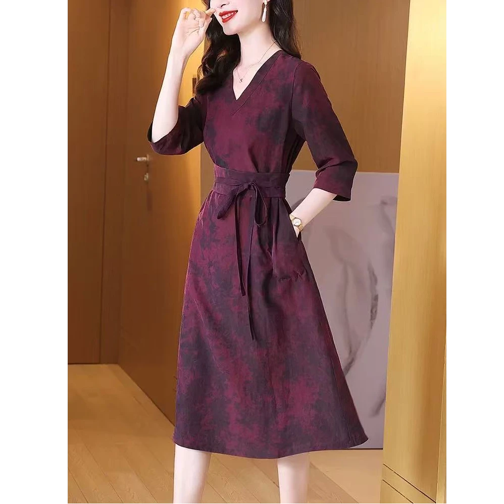 【L055】樱美嘉桑蚕丝真丝香云纱双穿扎染工艺夏季连衣裙