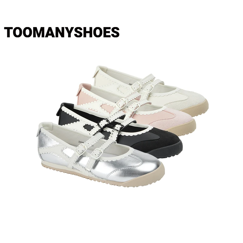 【25新款】Toomanyshoes女鞋可爱蔓延运动休闲复古芭蕾风银色玛丽珍