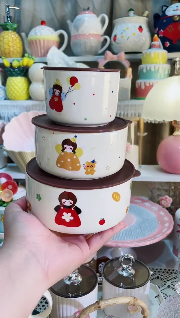 【闪购商品】瓷片高颜值又实用的 饭盒3件套