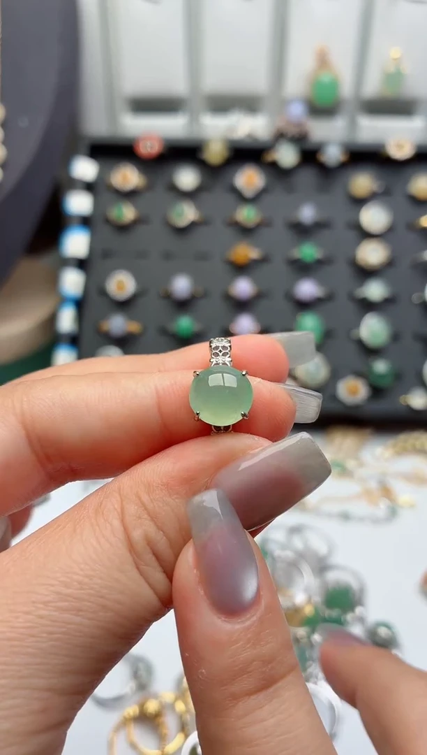 银S925镶嵌戒指翡翠.