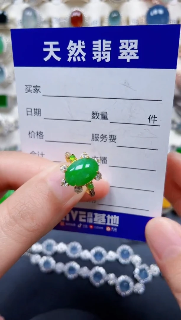 银S925镶嵌戒指翡翠300