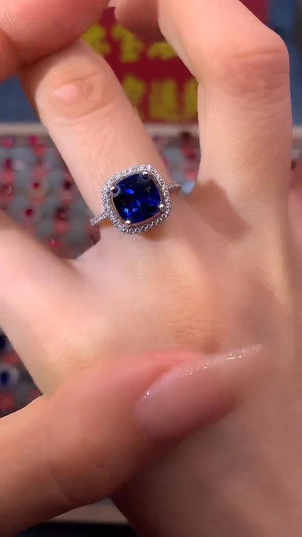 【闪购商品】蓝宝石戒指银S925镶嵌1111