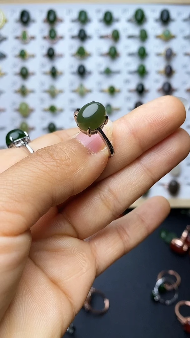 【闪购商品】和田玉戒指银S925镶嵌1