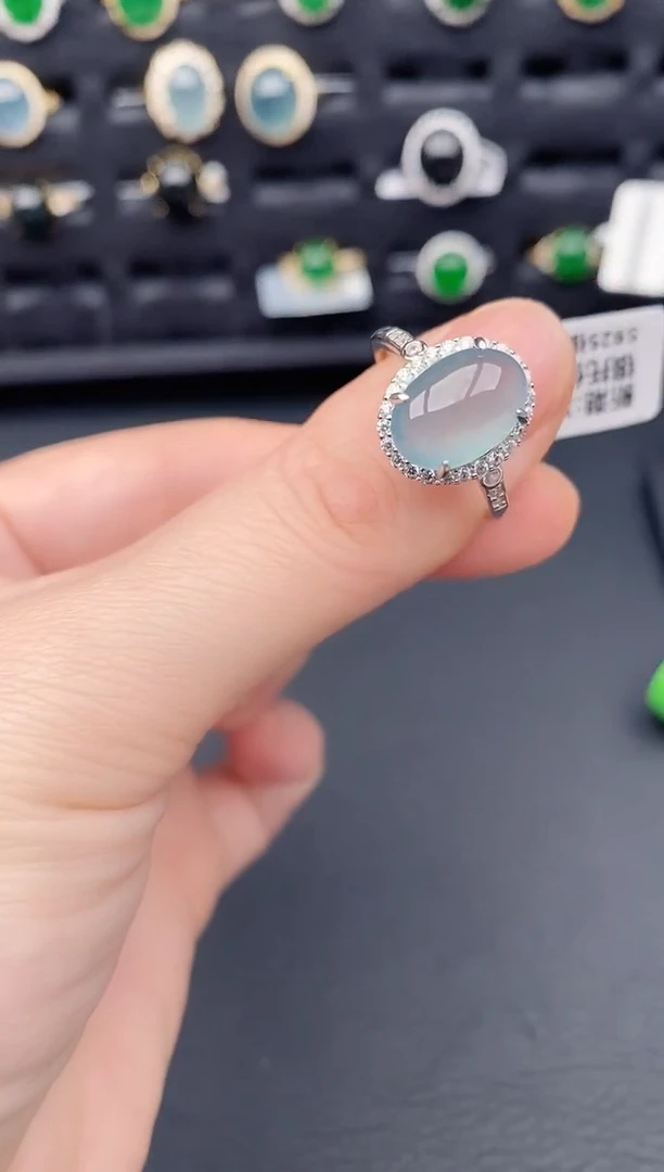 银S925镶嵌戒指翡翠天然a货翡翠150