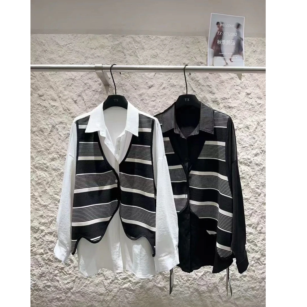 【蜜爷家】秋款假两件马甲衬衣6080#