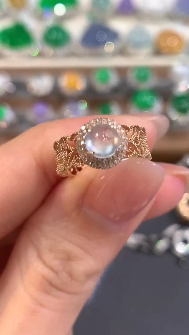 18K金镶嵌戒指翡翠a9多样性一件发货